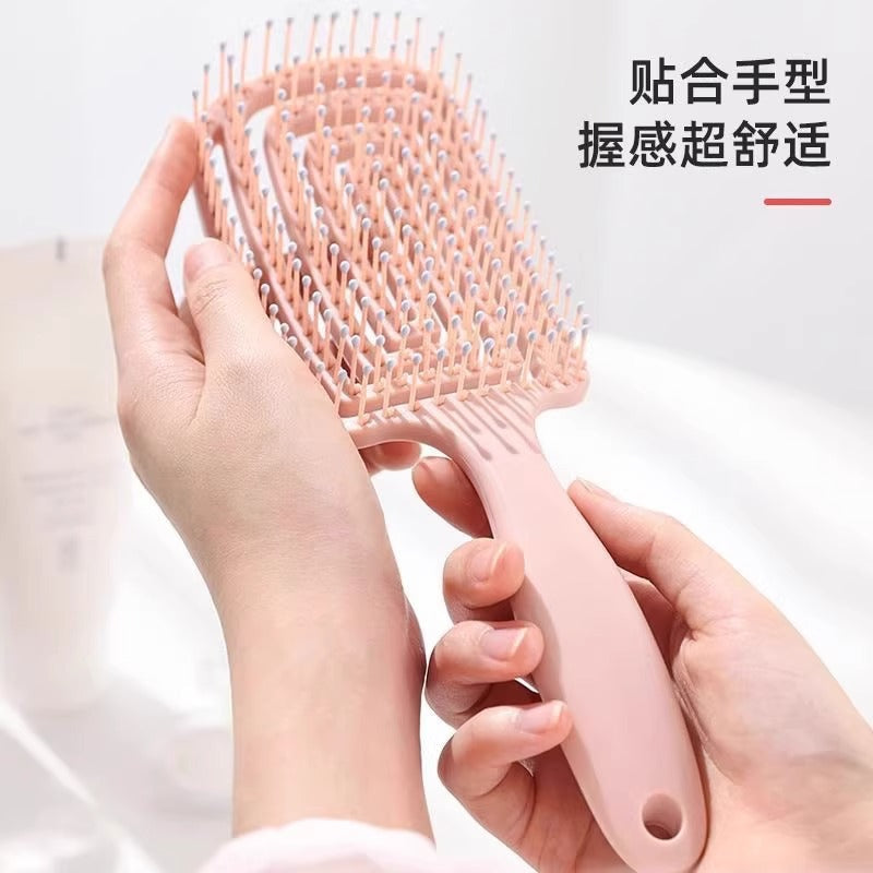 High-crown fluffy airbag massage comb, hollow large curved rib comb, wide-tooth anti-static scalp soothing home-use comb - image 4
