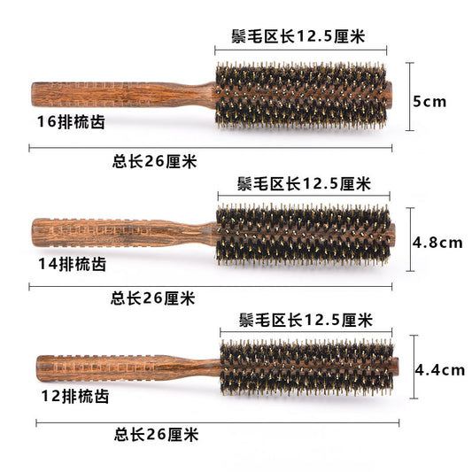 Hairdressing roller comb for hair salons, high-temperature resistant curling styling comb, professional boar bristle curling comb, blow-drying curling comb - image 2