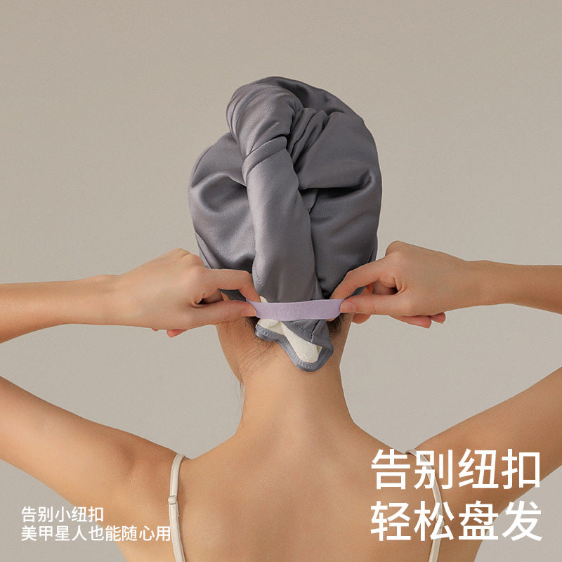 Elegant satin double-layer thickened one-piece hair drying cap for women, super absorbent and quick-drying, adult shower cap and head wrap - image 2