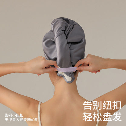 Elegant satin double-layer thickened one-piece hair drying cap for women, super absorbent and quick-drying, adult shower cap and head wrap - image 2