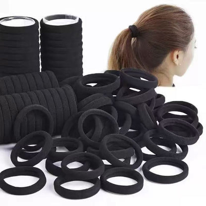 Amazon black high-elasticity hair tie towel hair band 4CM seamless hair rope Korean style elastic hair accessory for women wholesale - image 1