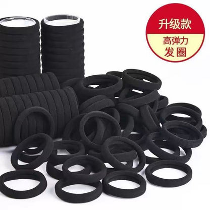 Amazon black high-elasticity hair tie towel hair band 4CM seamless hair rope Korean style elastic hair accessory for women wholesale - image 2