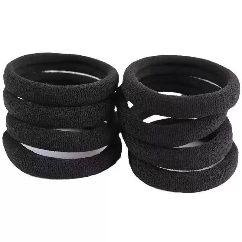Amazon black high-elasticity hair tie towel hair band 4CM seamless hair rope Korean style elastic hair accessory for women wholesale - image 3