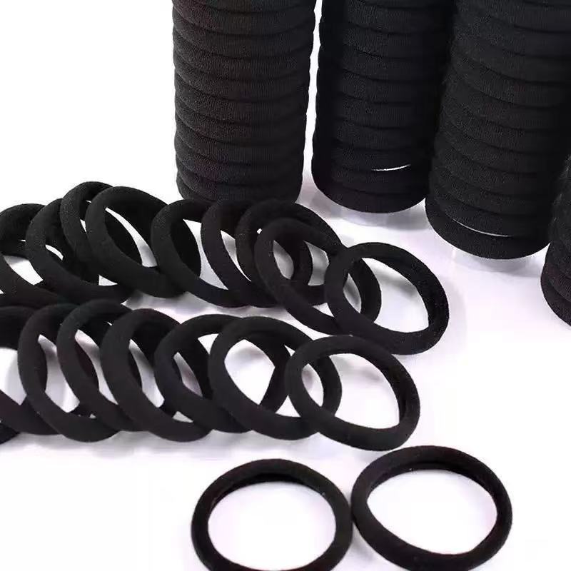 Amazon black high-elasticity hair tie towel hair band 4CM seamless hair rope Korean style elastic hair accessory for women wholesale - image 4