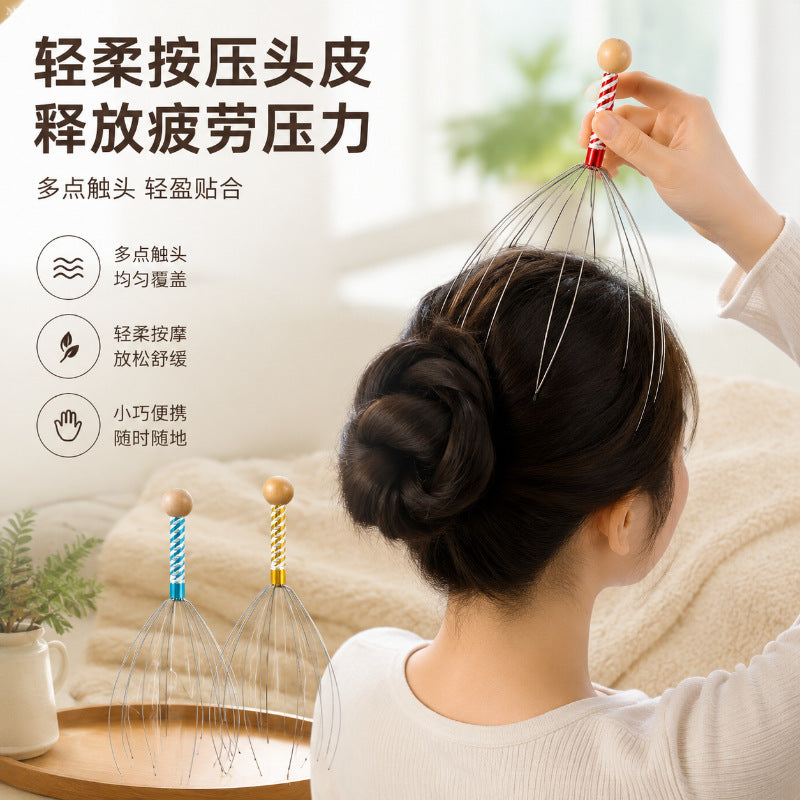 Octopus five-claw head massager scalp meridian massage claw home head therapy head scratcher soothing relaxation massager - image 1