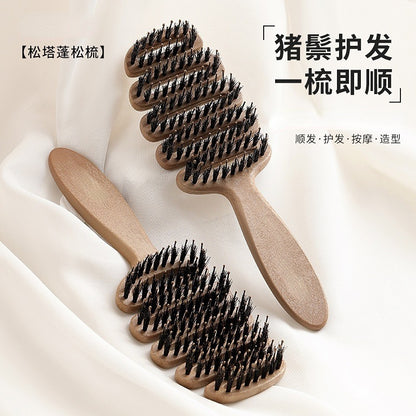 Pinecone bristle hair care comb for volumizing hair, head massage, hair smoothing, popular comb for women - image 1