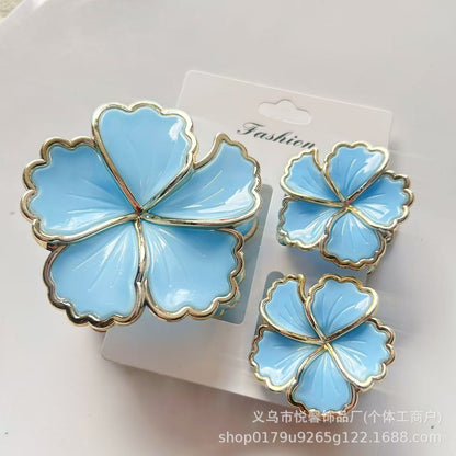 Colorful floral hair clips for women, seaside vacation style hair accessories, gold-edged hair clips, three-piece hair clip set - image 2