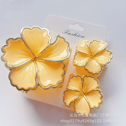 Colorful floral hair clips for women, seaside vacation style hair accessories, gold-edged hair clips, three-piece hair clip set - image 3