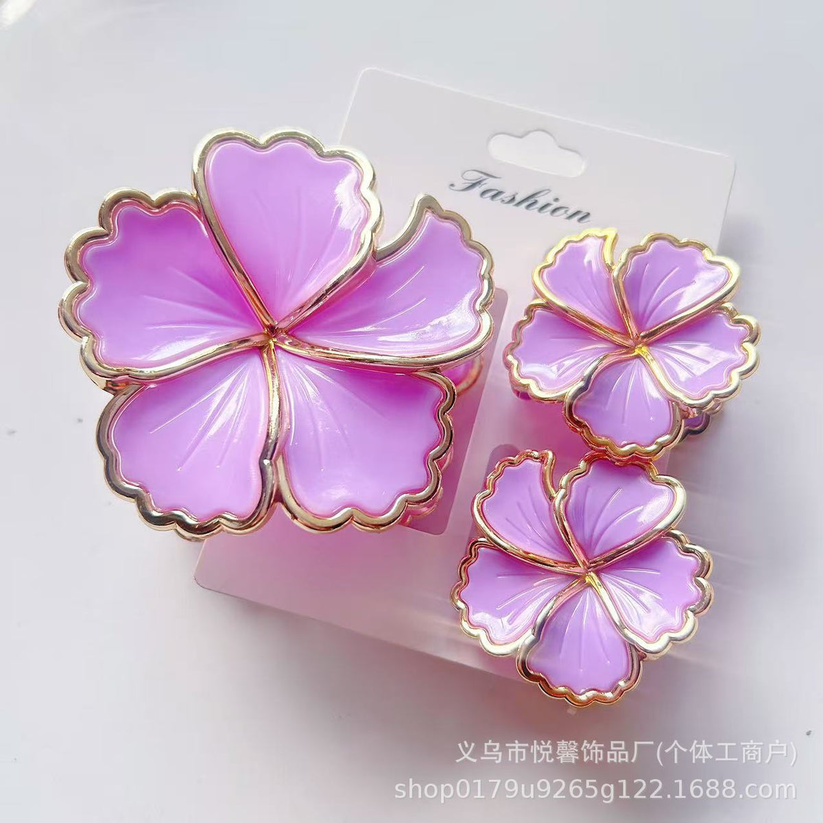 Colorful floral hair clips for women, seaside vacation style hair accessories, gold-edged hair clips, three-piece hair clip set - image 4