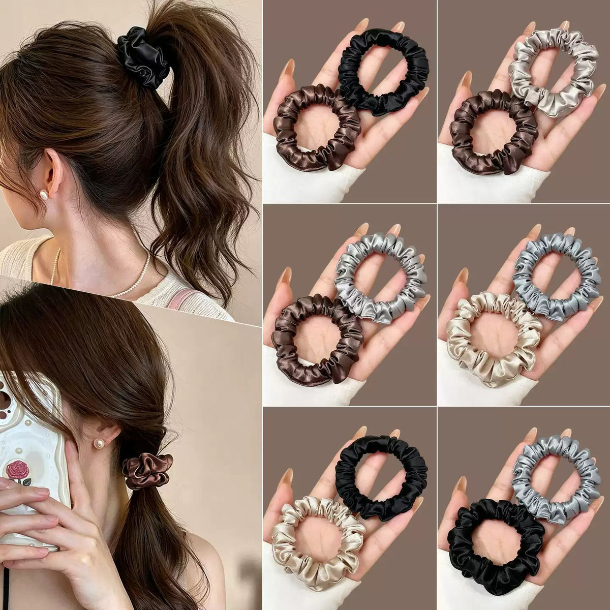Korean-style silk scrunchie for women, high-end bun and ponytail hair tie, high-elasticity rubber band that doesn't damage hair, hair accessory - image 1
