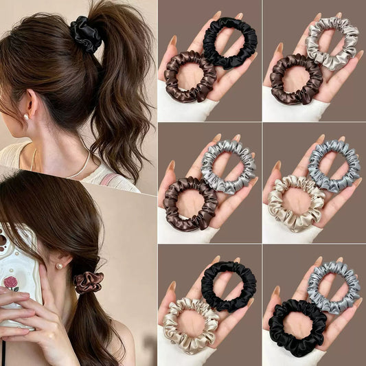 Korean-style silk scrunchie for women, high-end bun and ponytail hair tie, high-elasticity rubber band that doesn't damage hair, hair accessory - image 1