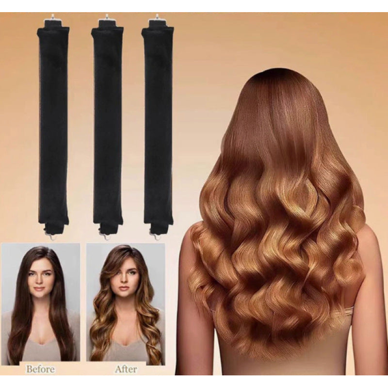 Heatless curling rod set for bun hairstyles, lazy no-heat sleep wavy hair curler, fluffy and breathable - image 3