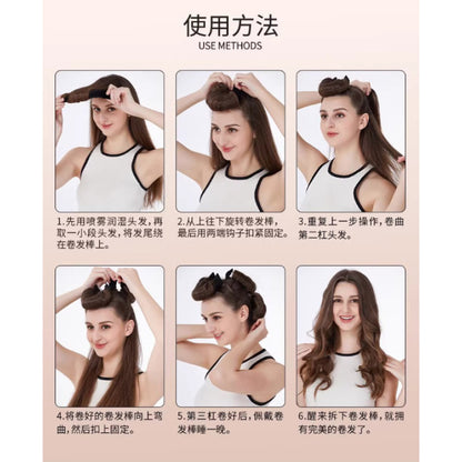 Heatless curling rod set for bun hairstyles, lazy no-heat sleep wavy hair curler, fluffy and breathable - image 4
