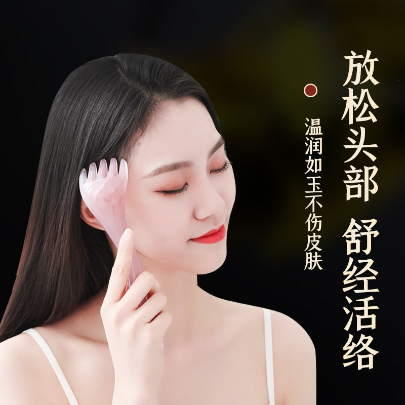 Head massager with five-pronged head therapy comb, massage claw, meridian massage comb, resin acupressure scalp scratcher, head massage tool - image 3