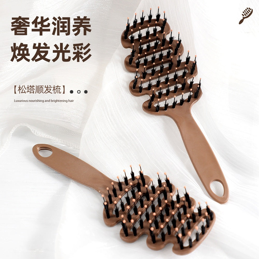 Pinecone bristle hair care comb, fluffy bristle pinecone comb, head massager, anti-static hair smoothing comb, ribbed comb, pinecone comb - image 1