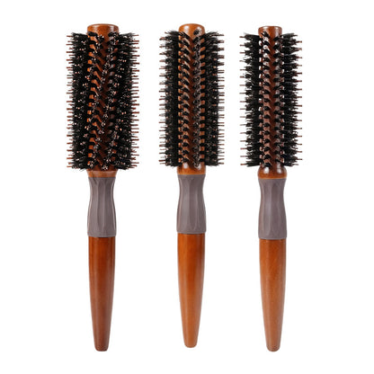 Hemuk wood bristle comb for women, for straightening hair, creating volume, anti-slip rubber ring roller comb, solid wood curling comb - image 5