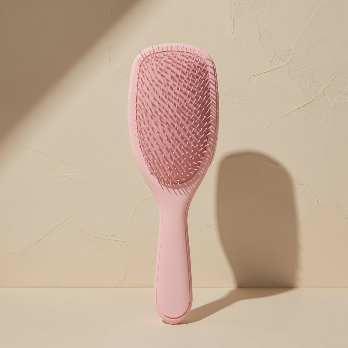 Plastic hair styling brush with multiple teeth and a straight handle - view 2