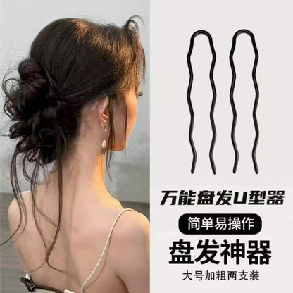 U-shaped clip, invisible bun hair clip, hairpin, U-shaped clip, straight clip, black, for professional makeup artists - image 1