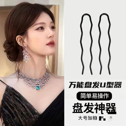 U-shaped clip, invisible bun hair clip, hairpin, U-shaped clip, straight clip, black, for professional makeup artists - image 2