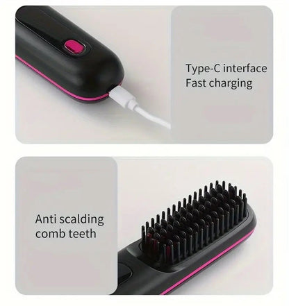 Portable Hair Straightener Brush Antiscald Hair Cordless Hair Straightener Brush