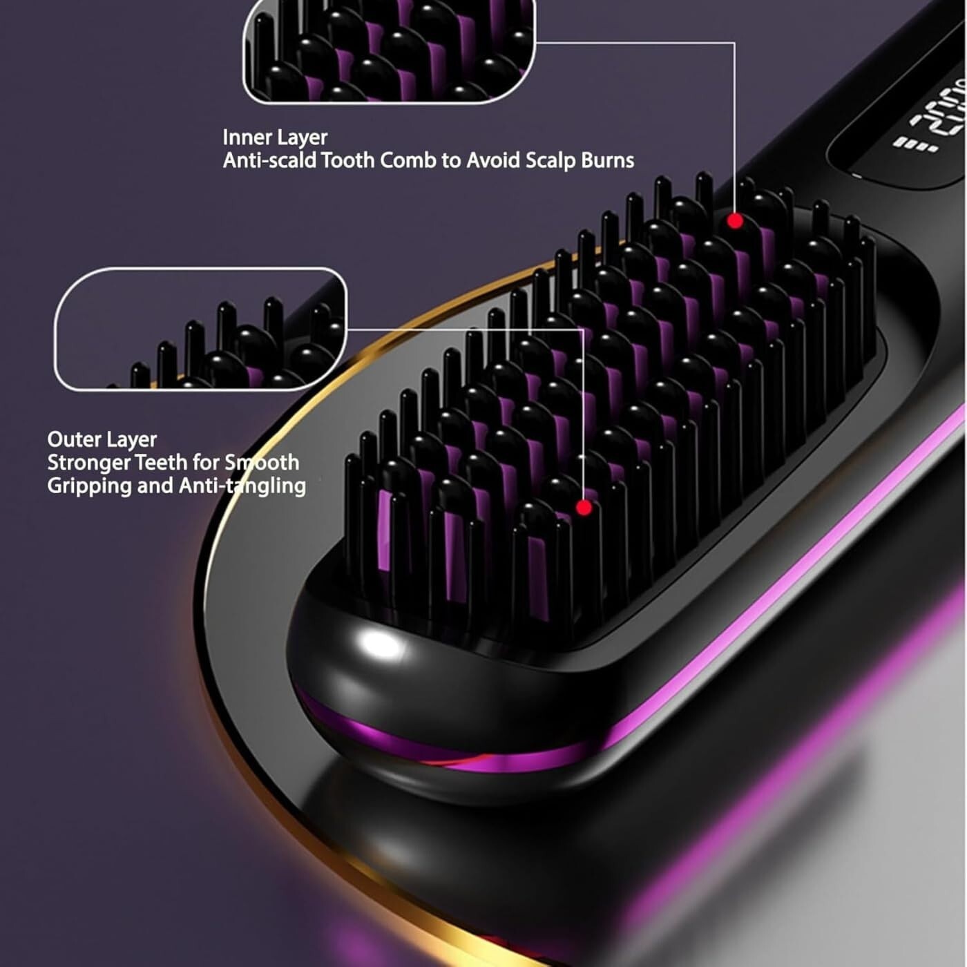 Portable Hair Straightener Brush Antiscald Hair Cordless Hair Straightener Brush