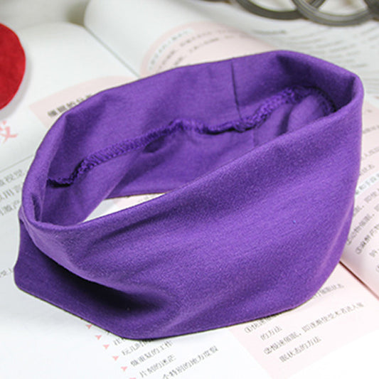 Cross-Border Customizable Logo Cotton Headband Sports Headband Women's Yoga Fitness Sweat-Absorbent Headband Pure Color Elastic Headband - image 2