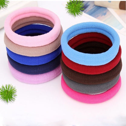 Online Basic High-Elastic Black Hair Band Widened and Thickeneded Girls' Hair Towel Ring Korean Style Leather Set Rubber Band - image 1