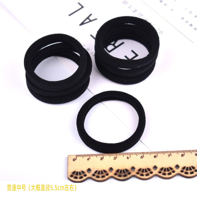 Online Basic High-Elastic Black Hair Band Widened and Thickeneded Girls' Hair Towel Ring Korean Style Leather Set Rubber Band - image 3