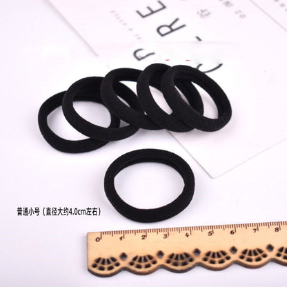 Online Basic High-Elastic Black Hair Band Widened and Thickeneded Girls' Hair Towel Ring Korean Style Leather Set Rubber Band - image 4