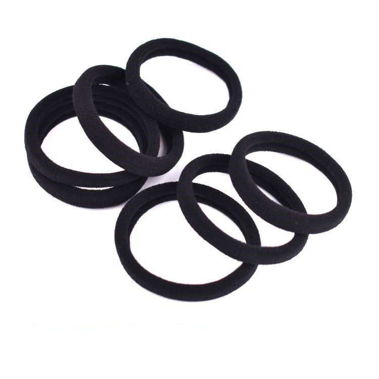 Online Basic High-Elastic Black Hair Band Widened and Thickeneded Girls' Hair Towel Ring Korean Style Leather Set Rubber Band - image 5
