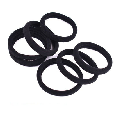 Online Basic High-Elastic Black Hair Band Widened and Thickeneded Girls' Hair Towel Ring Korean Style Leather Set Rubber Band - image 5