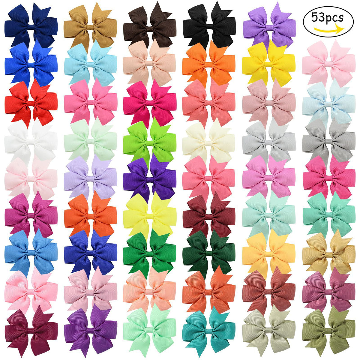 53 Colors Amazon Hot Selling Six-Ear Pure Color Ribbed Fishtail Bow Hairpin Hair Accessories Kidsren's Headwear 564 - image 1
