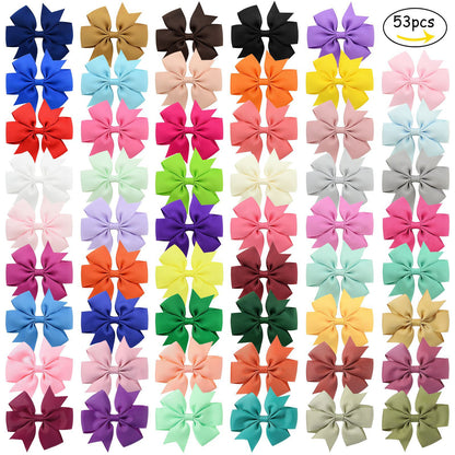 53 Colors Amazon Hot Selling Six-Ear Pure Color Ribbed Fishtail Bow Hairpin Hair Accessories Kidsren's Headwear 564 - image 1