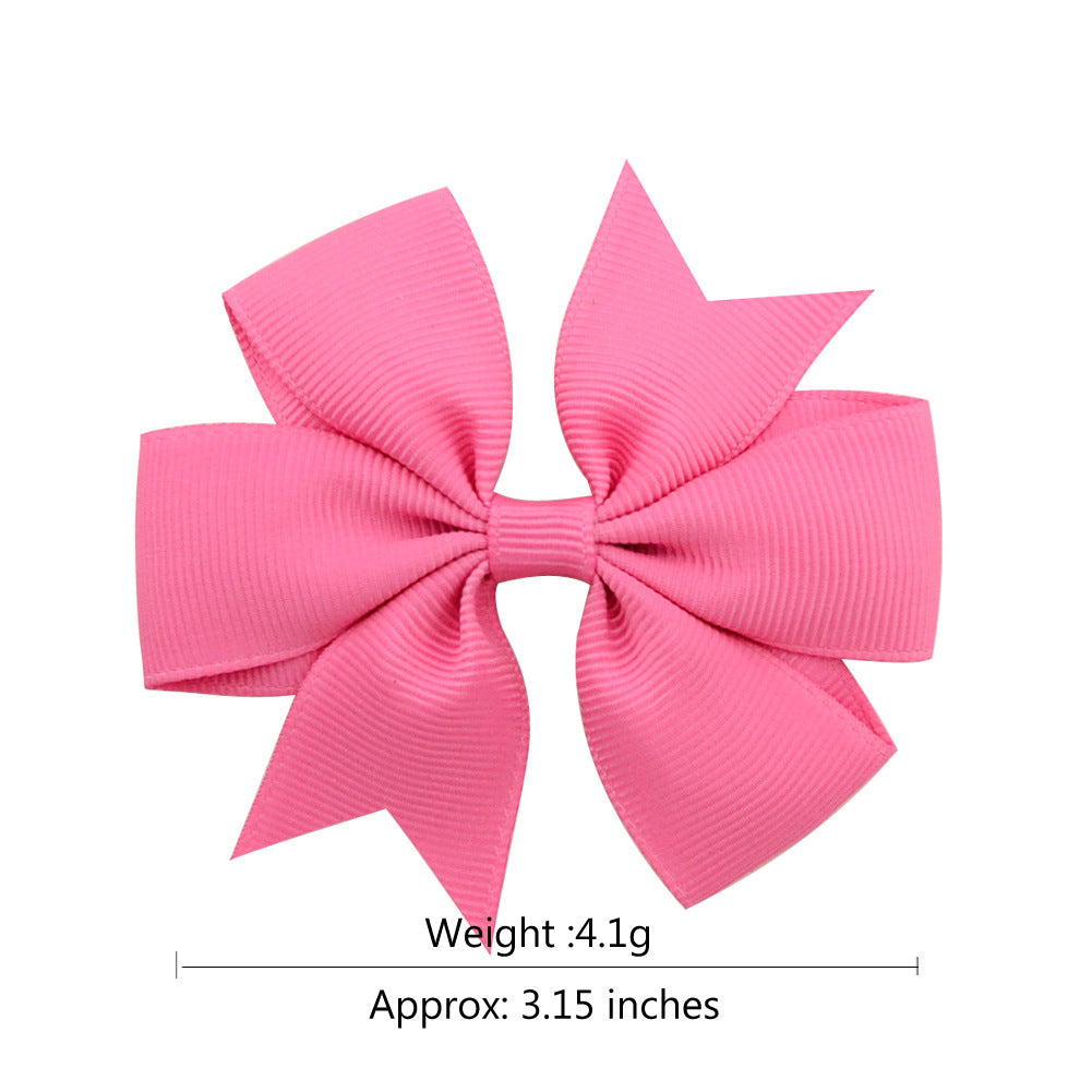 53 Colors Amazon Hot Selling Six-Ear Pure Color Ribbed Fishtail Bow Hairpin Hair Accessories Kidsren's Headwear 564 - image 2