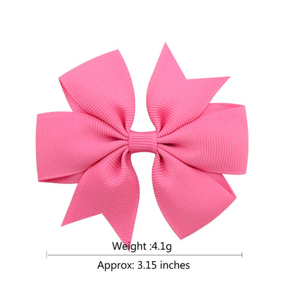 53 Colors Amazon Hot Selling Six-Ear Pure Color Ribbed Fishtail Bow Hairpin Hair Accessories Kidsren's Headwear 564 - image 2