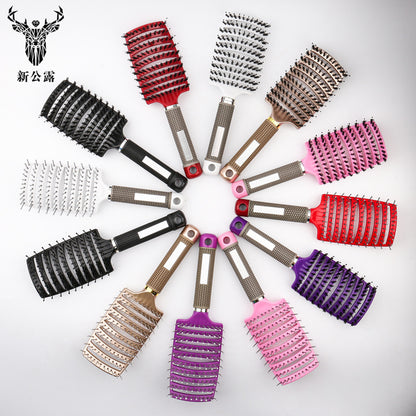 Big Bend Comb Rib Comb Pig Mane Anti-static Bend Massage Comb Nine-row Comb Shape Curly Hair Plastic Hair Comb - image 3