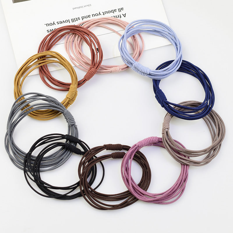 Simple Fashion Internet Red Hair Ring Four-strand Multi-strand Combined Hair Rope Head Rope Rubber Tendon Basic Rubber Tendon Factory Straight - image 1