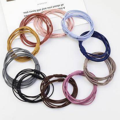 Simple Fashion Internet Red Hair Ring Four-strand Multi-strand Combined Hair Rope Head Rope Rubber Tendon Basic Rubber Tendon Factory Straight - image 1