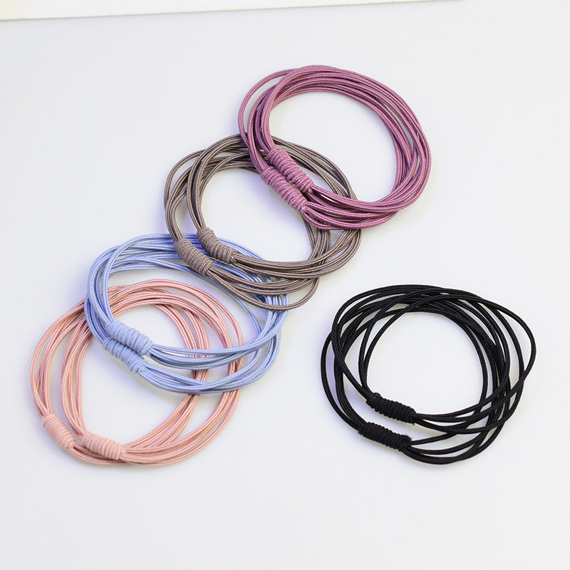 Simple Fashion Internet Red Hair Ring Four-strand Multi-strand Combined Hair Rope Head Rope Rubber Tendon Basic Rubber Tendon Factory Straight - image 2