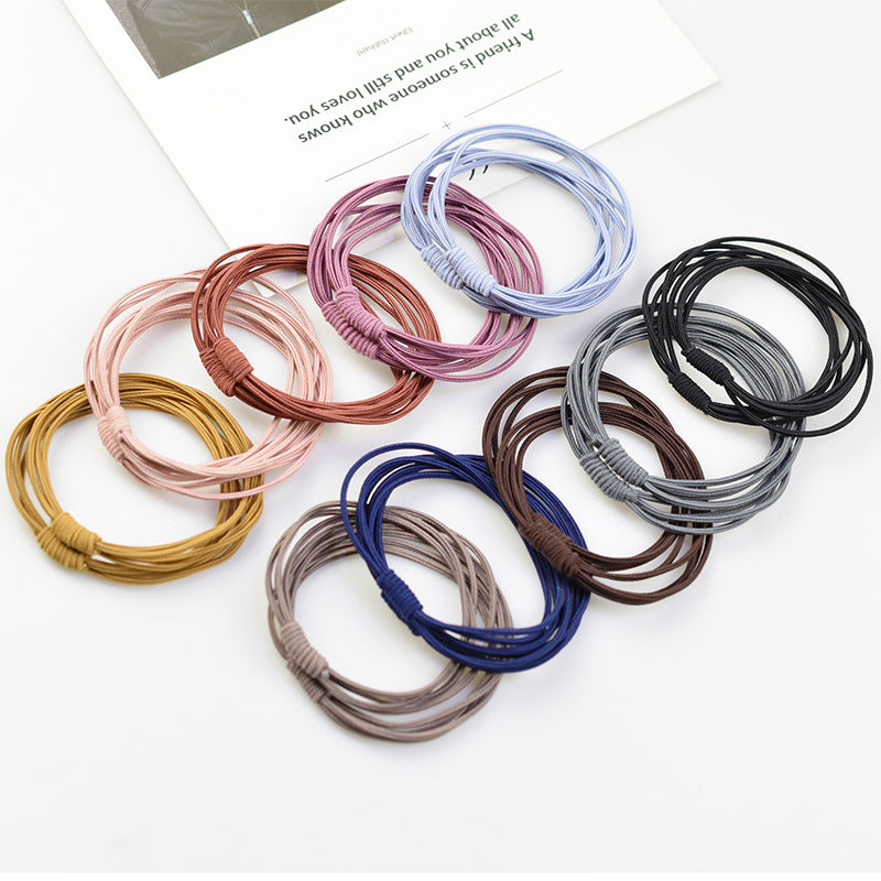 Simple Fashion Internet Red Hair Ring Four-strand Multi-strand Combined Hair Rope Head Rope Rubber Tendon Basic Rubber Tendon Factory Straight - image 3