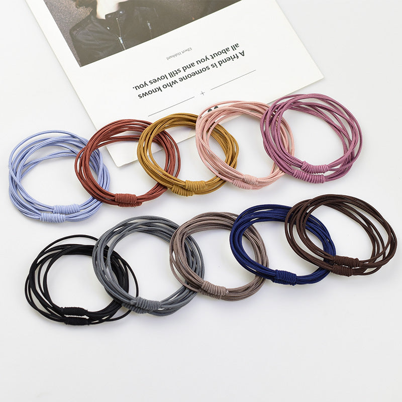 Simple Fashion Internet Red Hair Ring Four-strand Multi-strand Combined Hair Rope Head Rope Rubber Tendon Basic Rubber Tendon Factory Straight - image 4