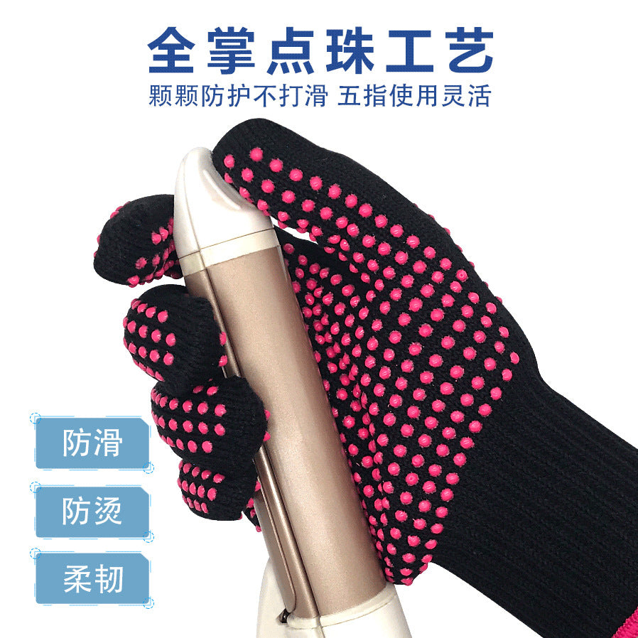 Hairdressing Anti-Scalding Anti-Slip Double-Sided Pvc Silicone Dot Bead Perm Curling Hair Straightener High Temperature Resistant Insulated Barbecue Gloves - image 3