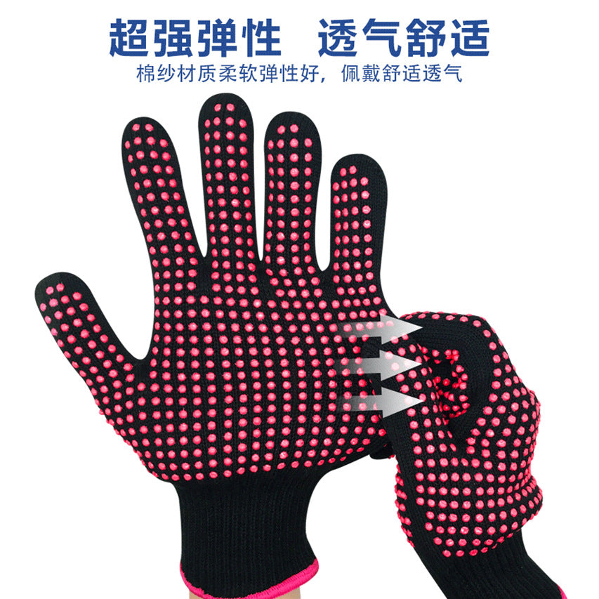 Hairdressing Anti-Scalding Anti-Slip Double-Sided Pvc Silicone Dot Bead Perm Curling Hair Straightener High Temperature Resistant Insulated Barbecue Gloves - image 4