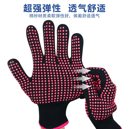 Hairdressing Anti-Scalding Anti-Slip Double-Sided Pvc Silicone Dot Bead Perm Curling Hair Straightener High Temperature Resistant Insulated Barbecue Gloves - image 4