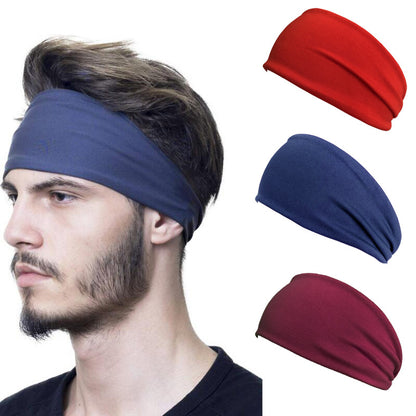 New European and American men's sports hair band women's yoga solid color sweat band running fitness stretch cotton headband in stock - image 1