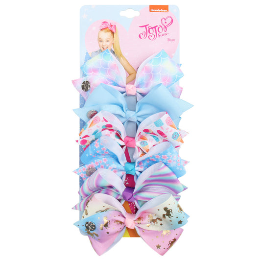 Europe and the United States cross-border 5 inch 114 color JOJO bow hairpin new fabric 6 color card children's hair accessories set - image 1