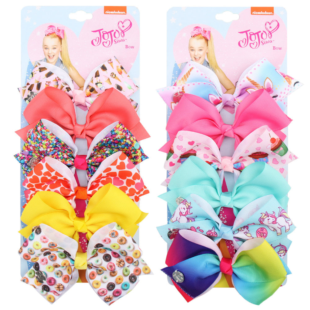 Europe and the United States cross-border 5 inch 114 color JOJO bow hairpin new fabric 6 color card children's hair accessories set - image 3