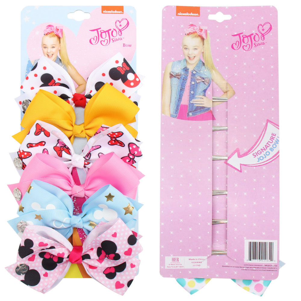 Europe and the United States cross-border 5 inch 114 color JOJO bow hairpin new fabric 6 color card children's hair accessories set - image 4