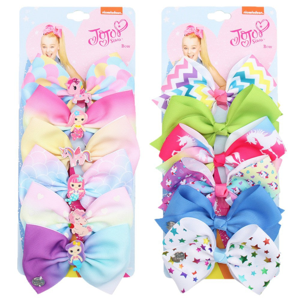 Europe and the United States cross-border 5 inch 114 color JOJO bow hairpin new fabric 6 color card children's hair accessories set - image 5
