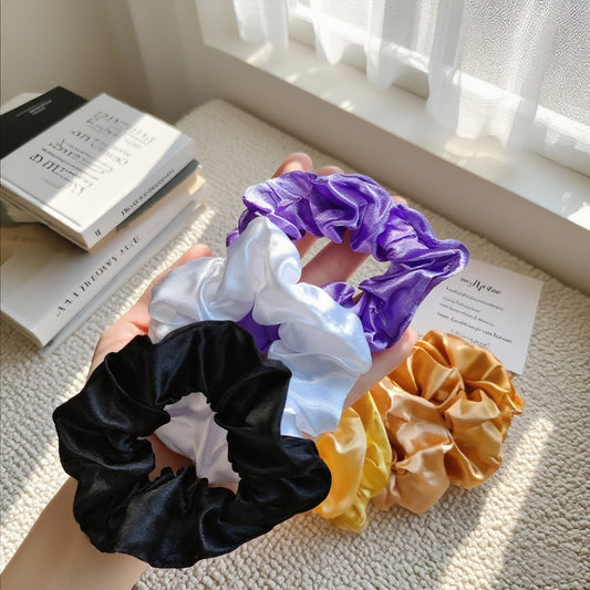 Cross-Border European and American Hair Ties, Korean Style Large Intestine Satin Cloth Head Flower, High-End Hair Balls, Scalp Tendon Hair Accessories - image 2